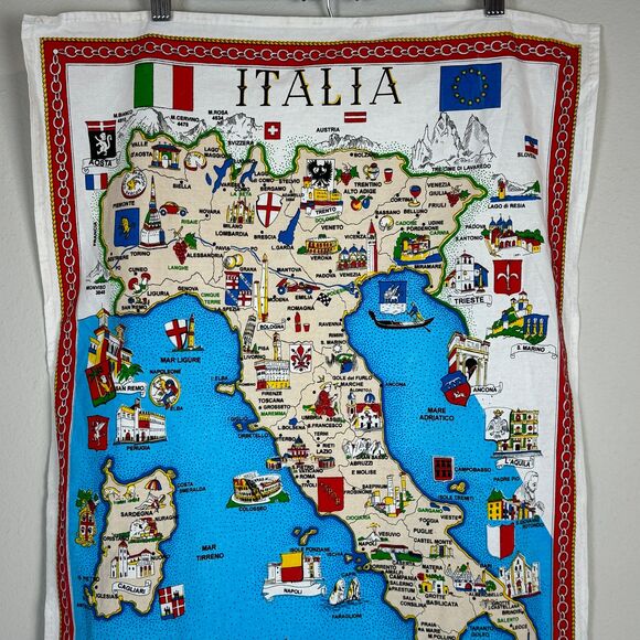Vintage Italia Italy Cotton Travel Souvenir Tea Towel - Picture 2 of 9